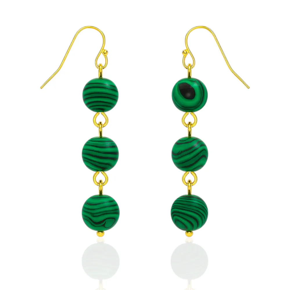 Χειροποίητα σκουλαρίκια από μαλαχίτη