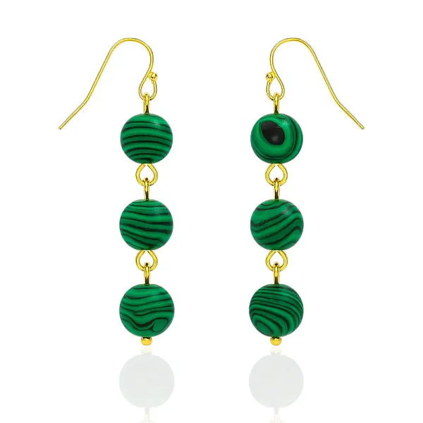 Χειροποίητα σκουλαρίκια από μαλαχίτη