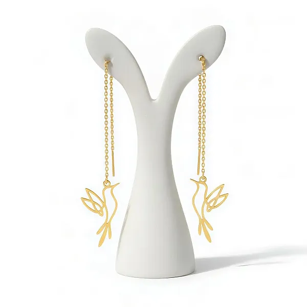 Σκουλαρίκια Κολιμπρί από Ατσάλι Χρυσό Υποαλλεργικό