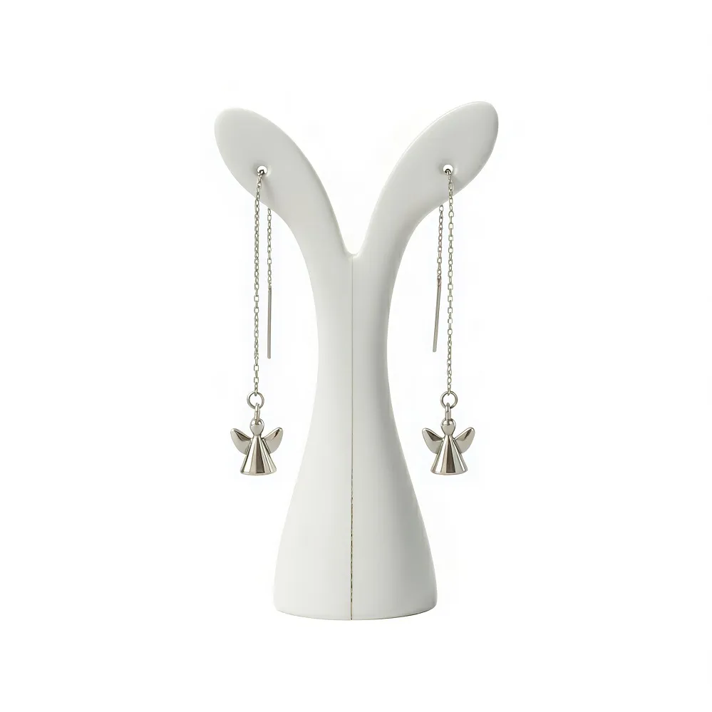 Threader Σκουλαρίκια αλυσίδα Αγγελάκια από Ατσάλι