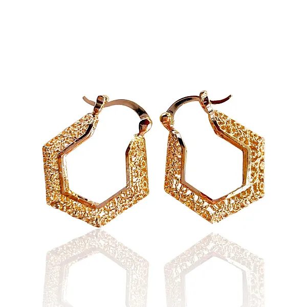 Σκουλαρίκια Πολύγωνα με Δαντελωτό Σχέδιο