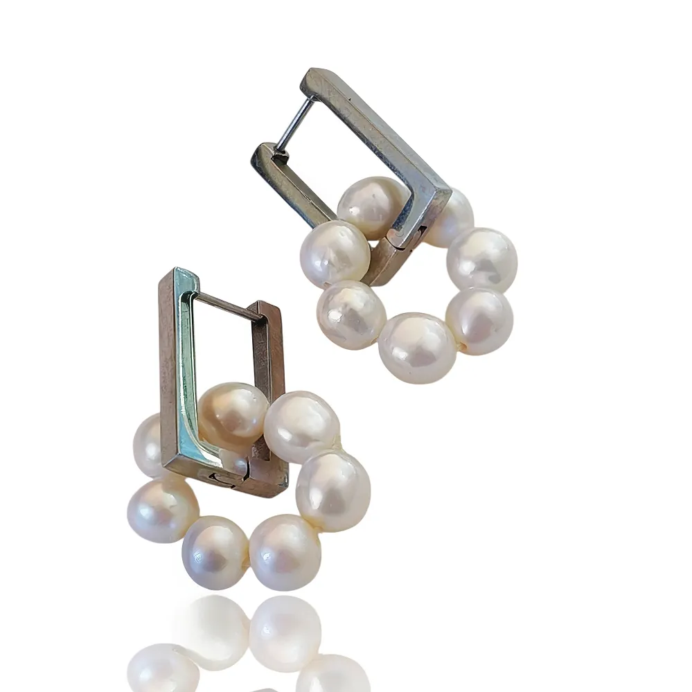 Σκουλαρίκια Γυναικεία Ατσάλι & Μαργαριτάρια