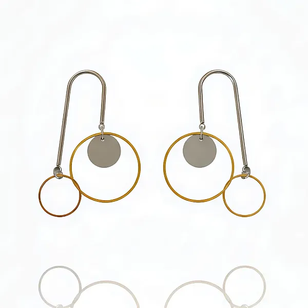 Σκουλαρίκια Γυναικεία Bicolor Γεωμετρικά από Ατσάλι