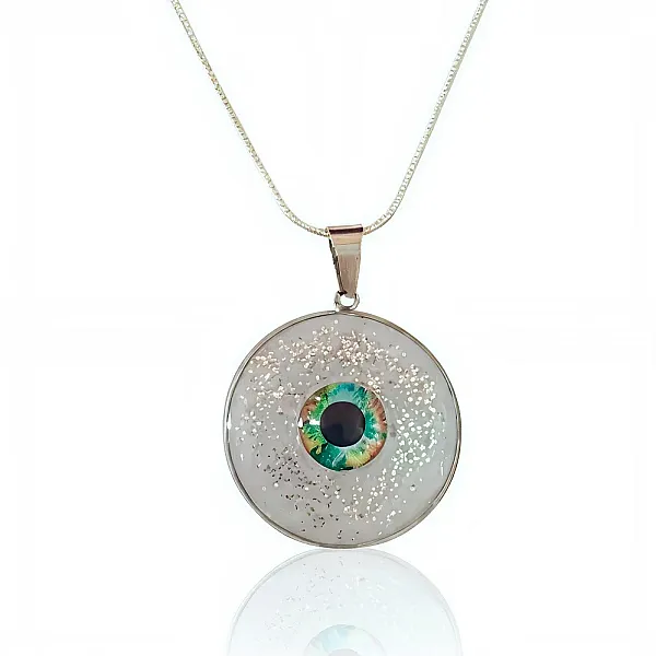 Μενταγιόν  Γυναικείο  με Μάτι Ατσάλι