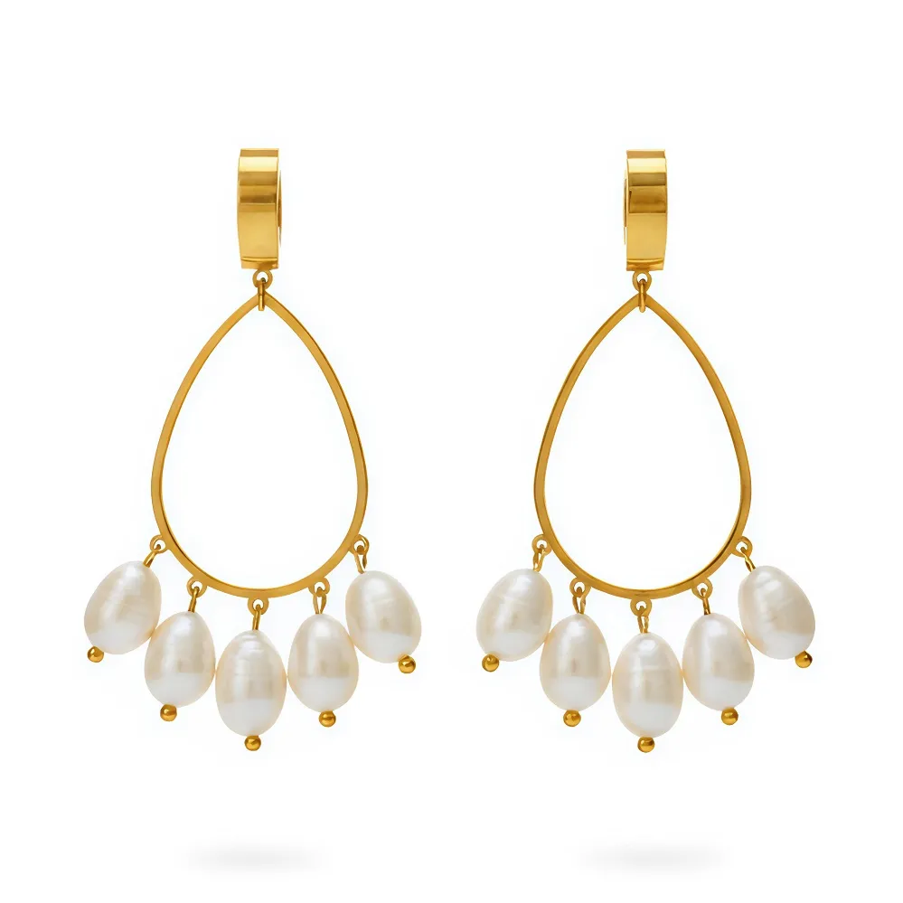 Χειροποίητα  Γυναικεία Σκουλαρίκια  Μαργαριτάρια από  Ατσάλι