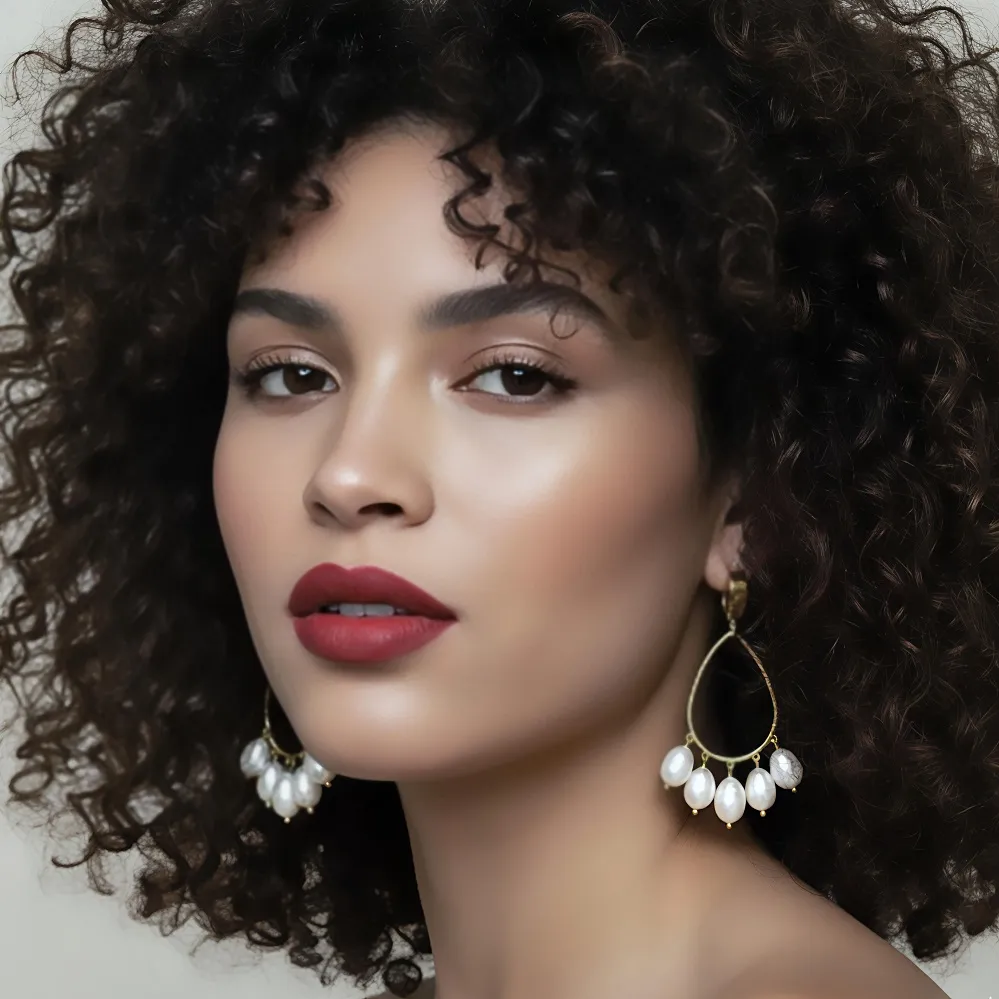 Χειροποίητα  Γυναικεία Σκουλαρίκια  Μαργαριτάρια από  Ατσάλι