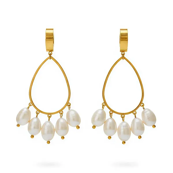 Χειροποίητα  Γυναικεία Σκουλαρίκια  Μαργαριτάρια από  Ατσάλι