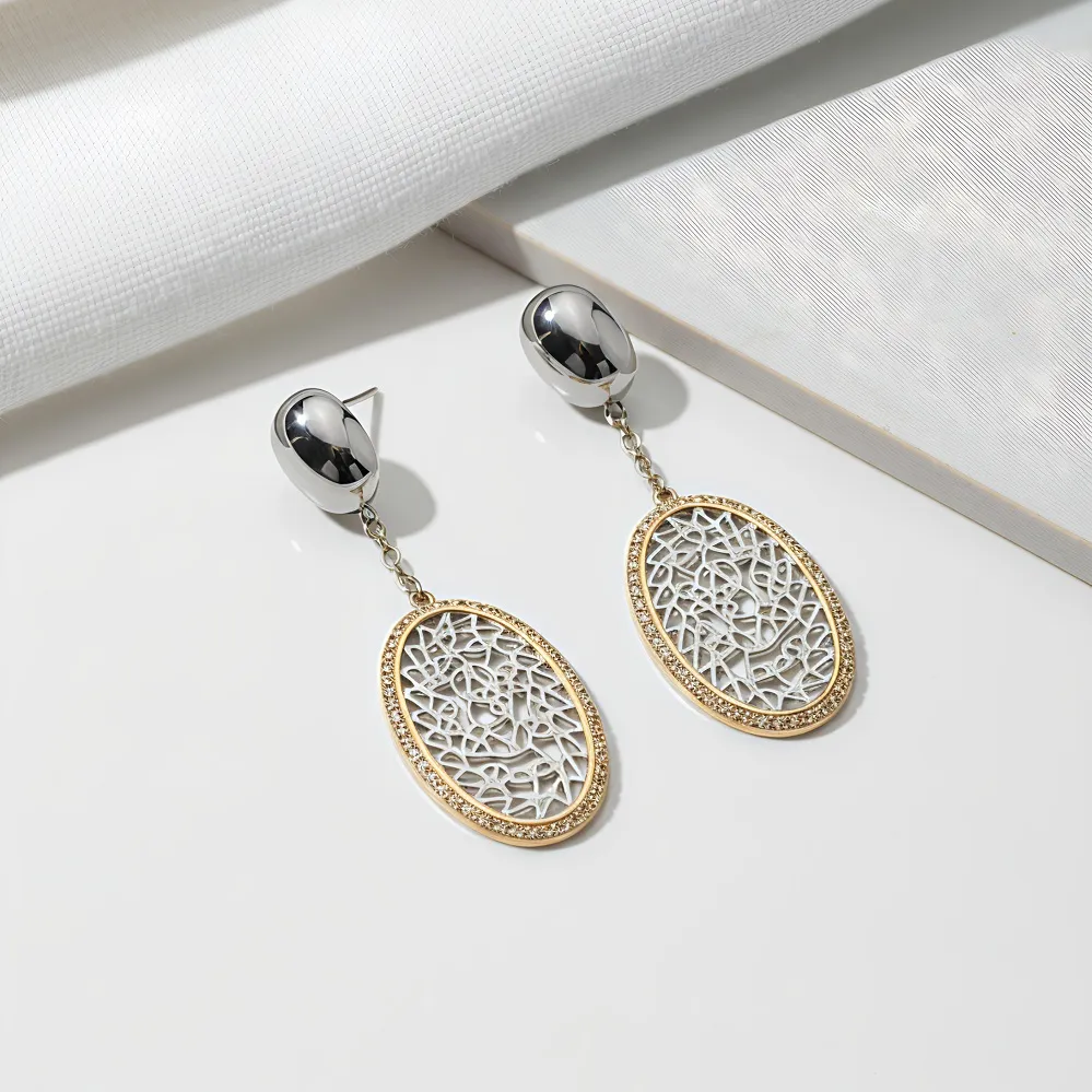 Σκουλαρίκια από ανοξείδωτο ατσάλι δίχρωμο