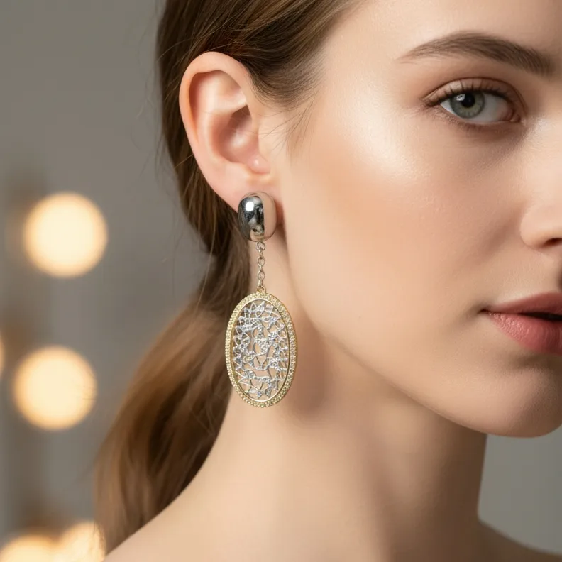 Σκουλαρίκια από ανοξείδωτο ατσάλι δίχρωμο