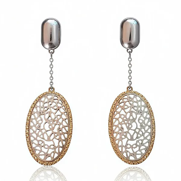 Σκουλαρίκια από ανοξείδωτο ατσάλι δίχρωμο