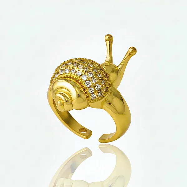 Δαχτυλίδι  γυναικείο επιχρυσωμένο 18k Σαλιγκάρι με στρας