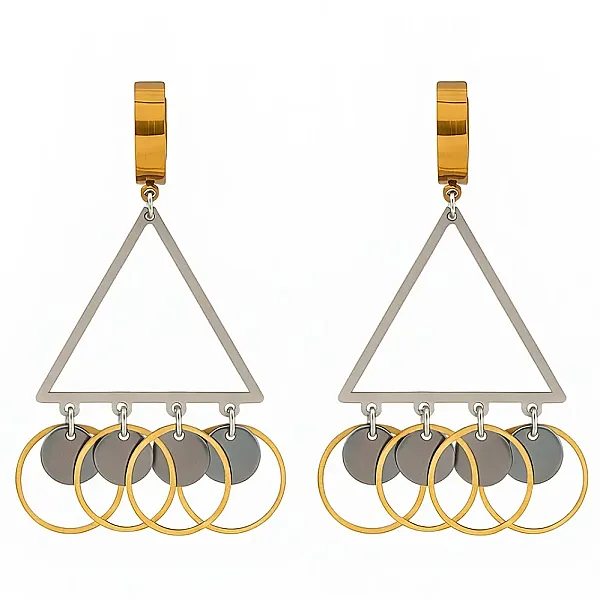 Σκουλαρίκια από Ανοξείδωτο Ατσάλι Δίχρωμα