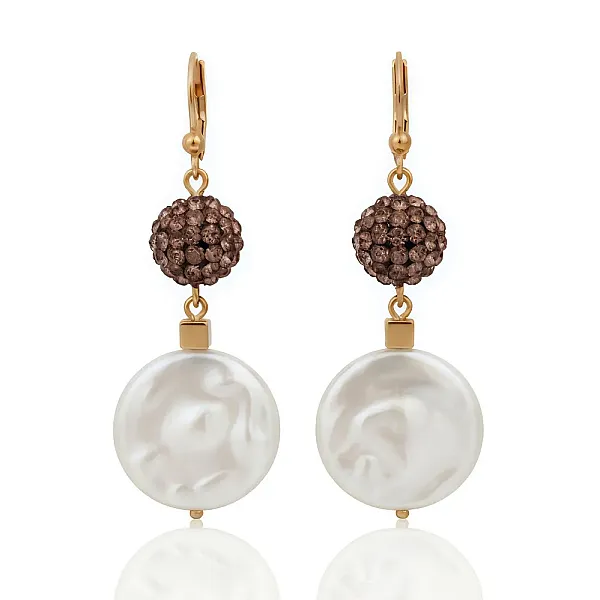 Σκουλαρίκια Γυναικεία με χάντρα στρας και μαργαριτάρι.